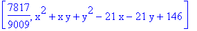[7817/9009, x^2+x*y+y^2-21*x-21*y+146]